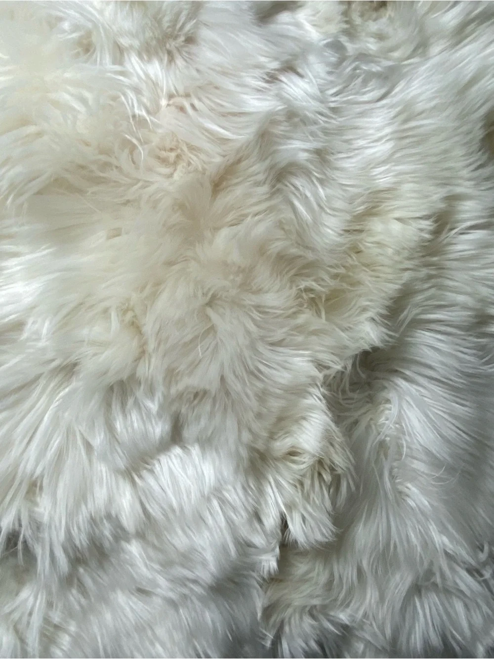 Fibre White Beige Alpaca Fur Bed Runner Area Rug 10x20